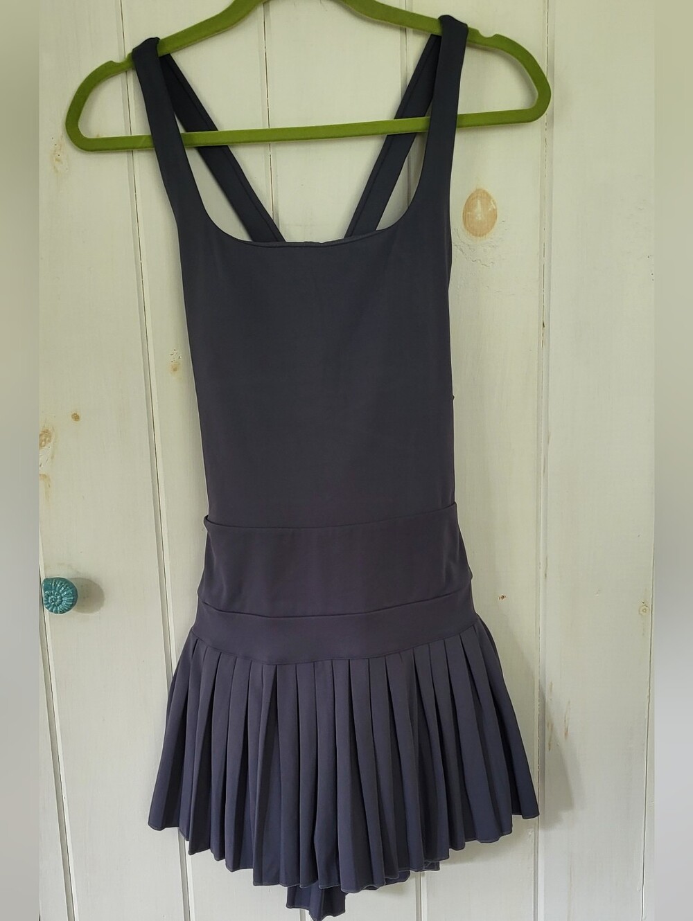 Navy Grey Criss Cross Back Pleated Tennis Skort Dress